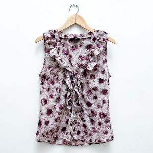 Ann Taylor Printed Sleeveless Ruffled Top